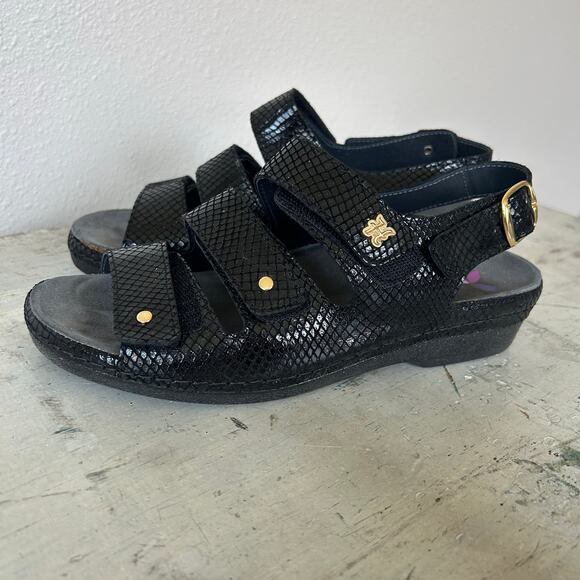 Helle Comfort 356-F Tulin Black Leather Orthotic Adjustable sling back Sandal 39 - Picture 3 of 16